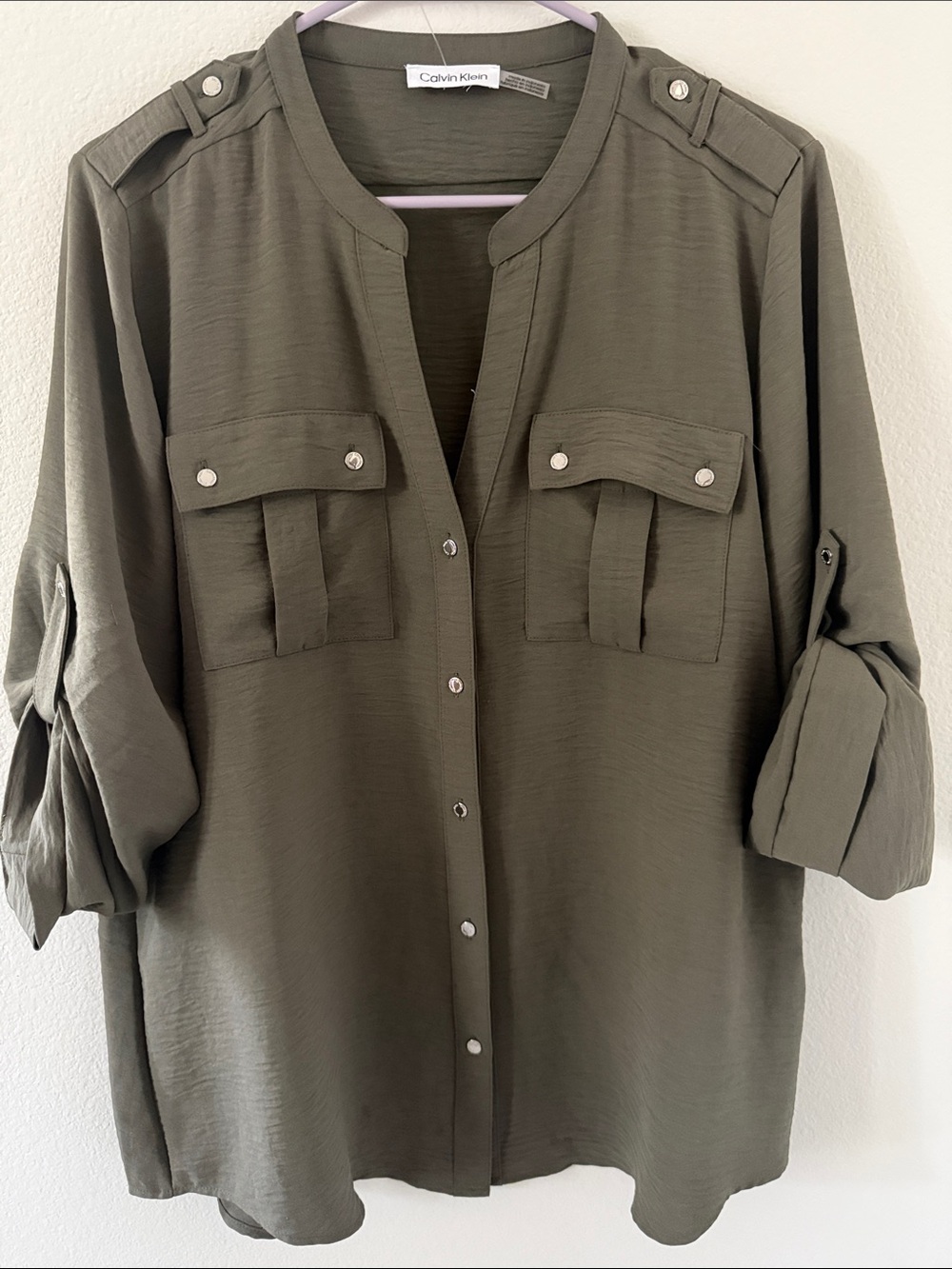 Calvin Klein Olive Green Button-Down Shirt